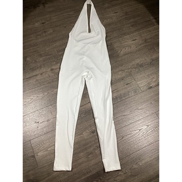 Do MY Self White Halter Neck Seamless Bodycon Jumpsuit Stretchy Sleek Romper  M - Picture 1 of 9